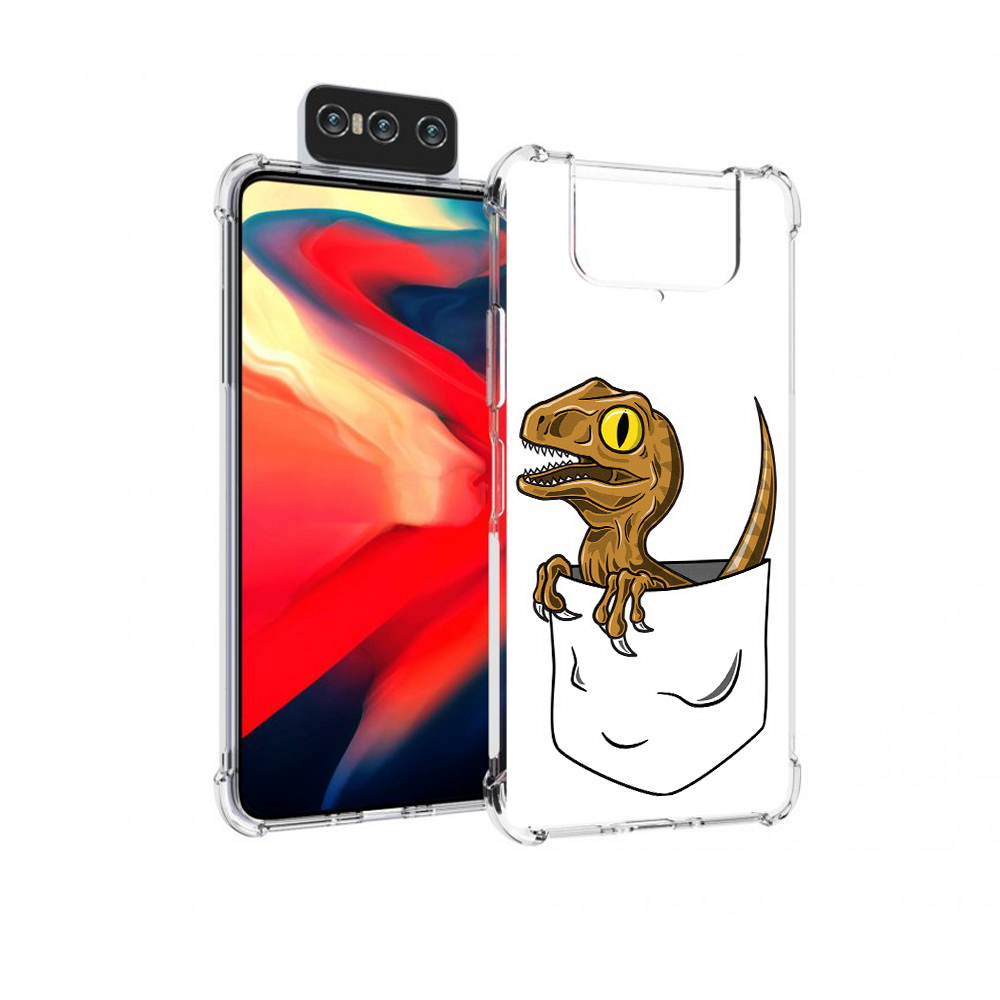 Чехол MyPads Tocco для Asus Zenfone 8 Flip динозавр в кармане