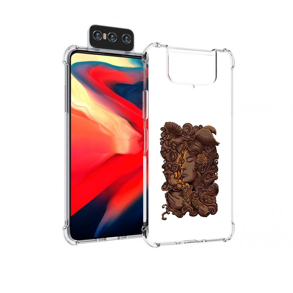 

Чехол MyPads Tocco для Asus Zenfone 8 Flip девушка с длинными волосами абстракция, Прозрачный, Tocco
