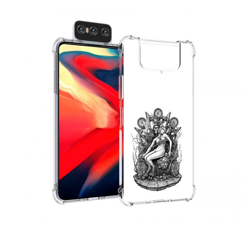 

Чехол MyPads Tocco для Asus Zenfone 8 Flip девушка на троне, Прозрачный, Tocco