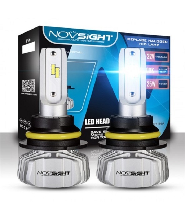 Светодиодная LED лампа Novsight N15 HB5 9007 цоколь PX29t 50Вт 2 шт 6500К 10000Лм белые