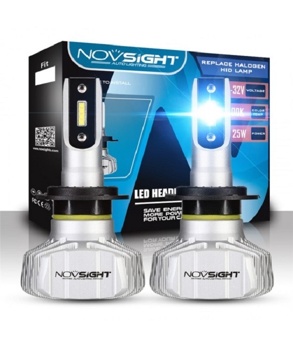 

Светодиодная LED лампа Novsight N15 H7 цоколь PX26d 50Вт 2 шт 6500К белые