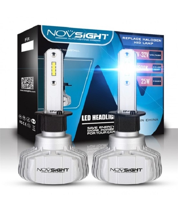 

Светодиодная LED лампа Novsight N15 H1 цоколь P14,5s 50Вт 2 шт 6500К 10000Лм белые, Автомобильная лампа