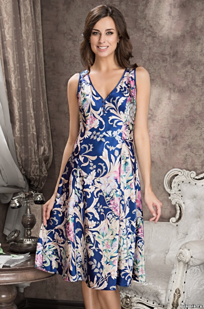 

Ночная сорочка женская Mia-Amore 9528 синяя XXL, 9528