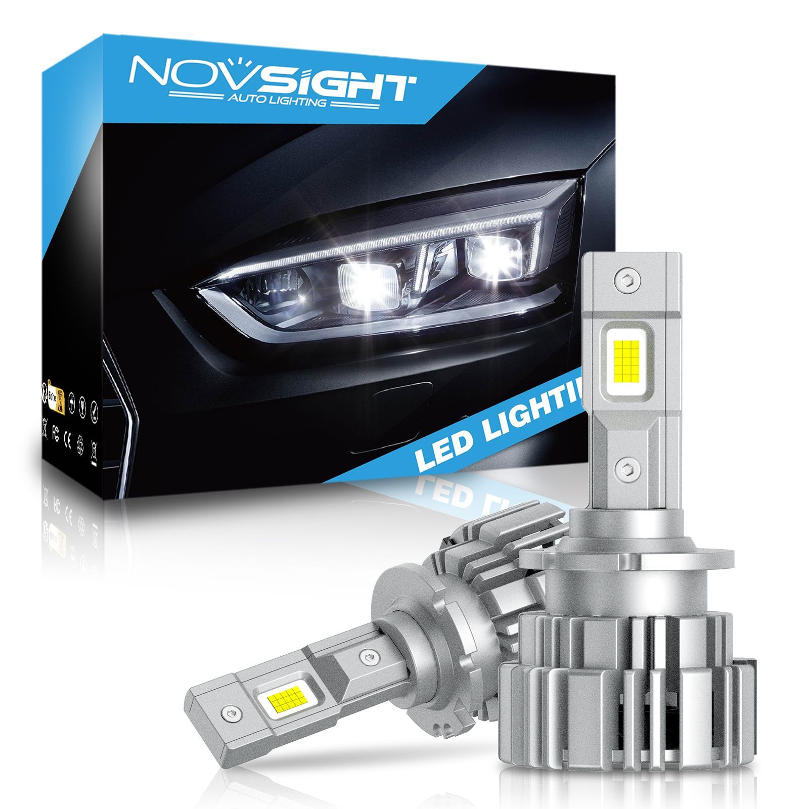Светодиодная LED лампа Novsight DH D2 замена ксенона P32d-2/3 70Вт 2шт 20000Лм 6500К белые