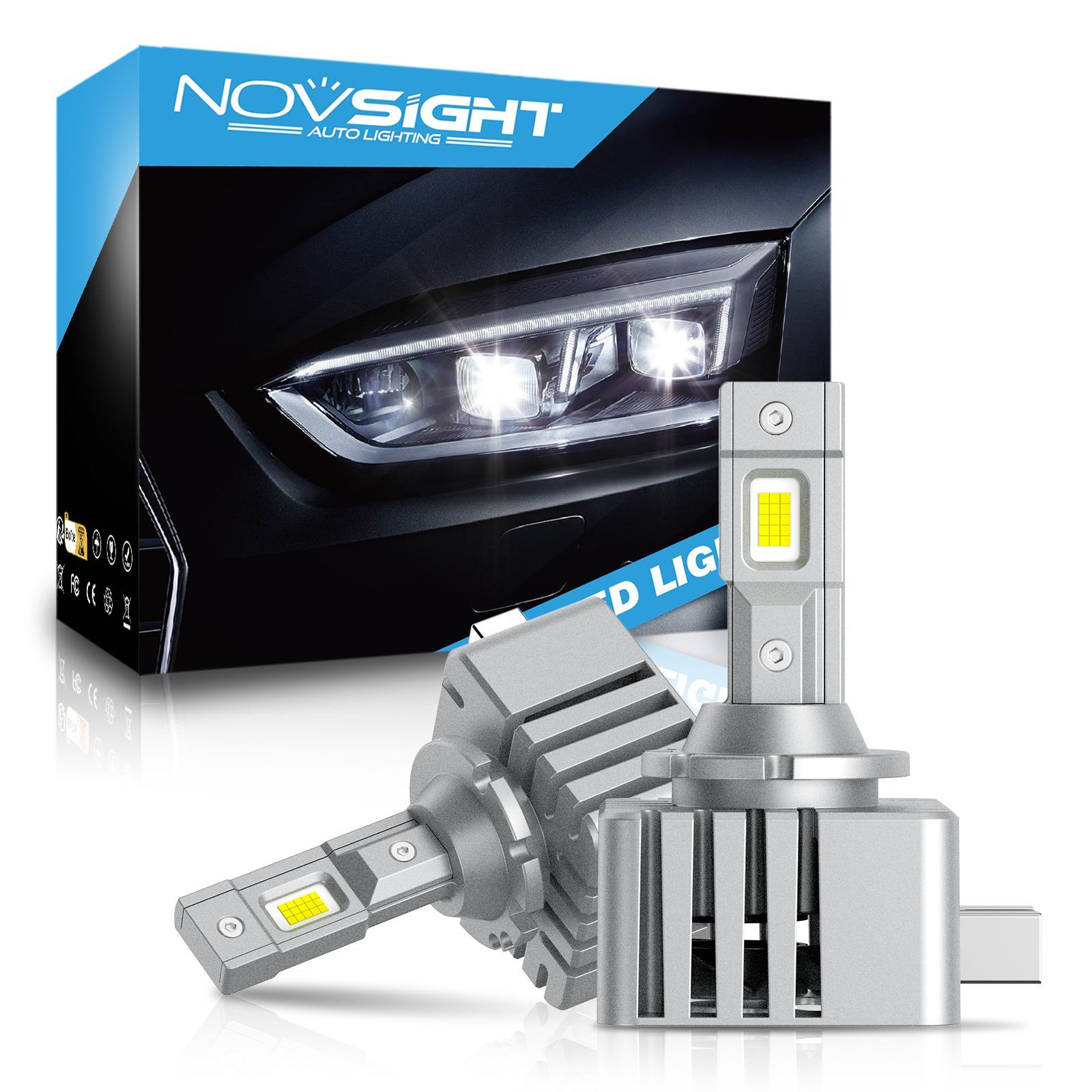 Светодиодная LED лампа Novsight DH D1 замена ксенона PK32d-2/3 70Вт 2шт 20000Лм 6500К бел.