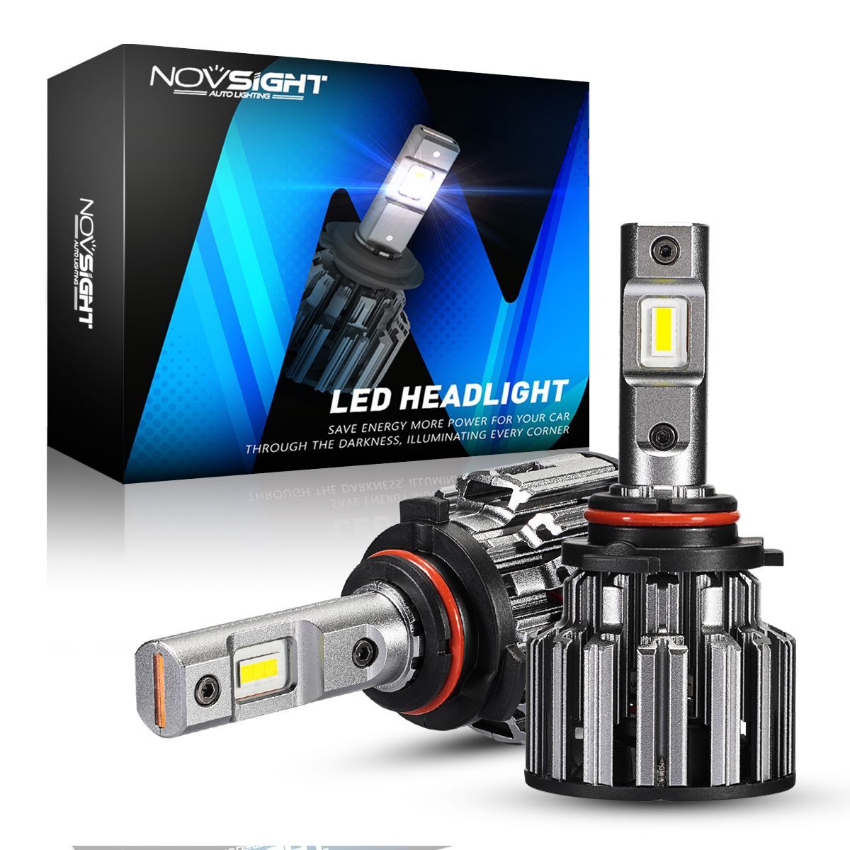 Светодиодная LED лампа Novsight F03 HB4 9006 цоколь P22d 70Вт 2 шт 6000K 15000Лм белые 4125₽