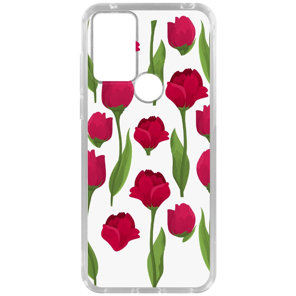 Чехол-накладка Krutoff Clear Case Розы паттерн для TCL 30E