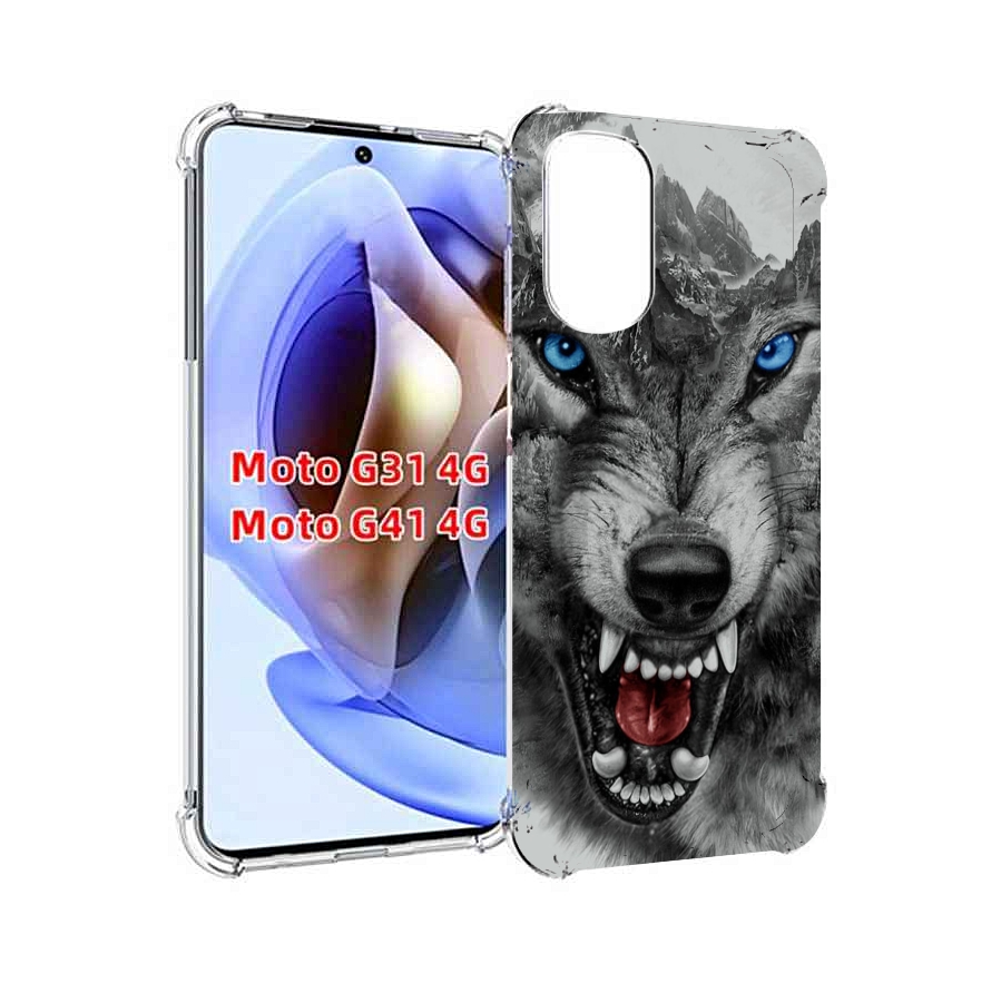 

Чехол MyPads Волк-частица мужской для Motorola Moto G31 4G / G41 4G, Прозрачный, Tocco