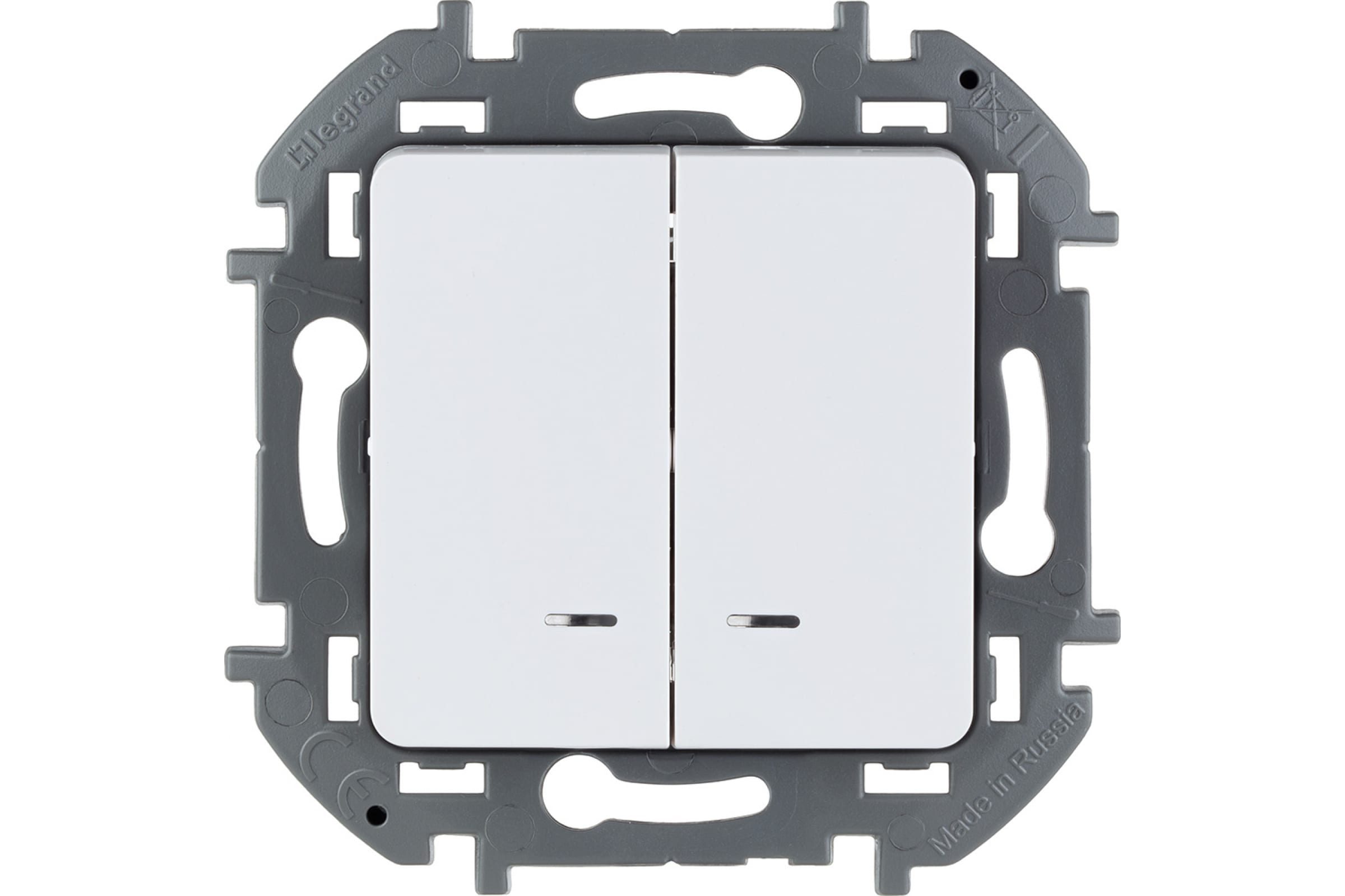 фото Выключатель 2-клавишный с подсветкой/индикацией 10ax 250в белый legrand