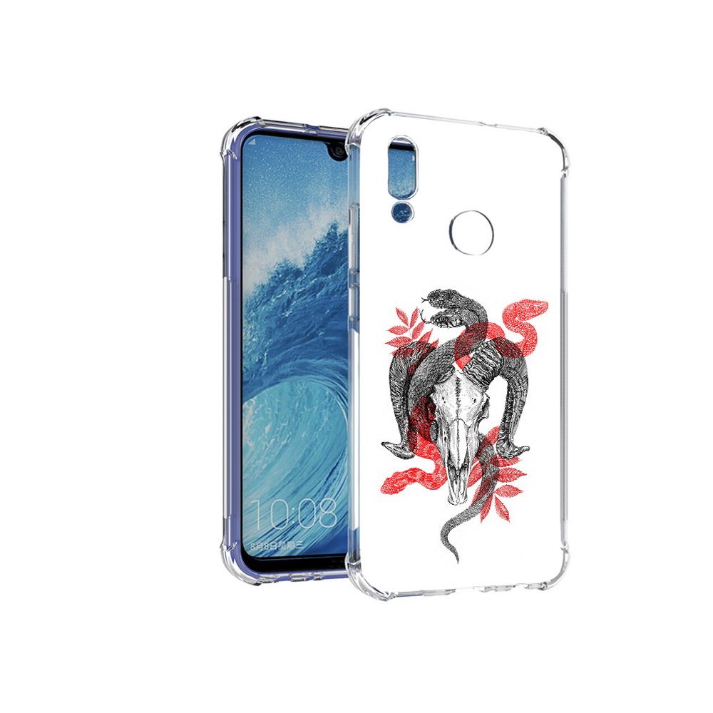 

Чехол MyPads Tocco для Huawei P Smart (2019) змея в черепе рисунок, Прозрачный, Tocco