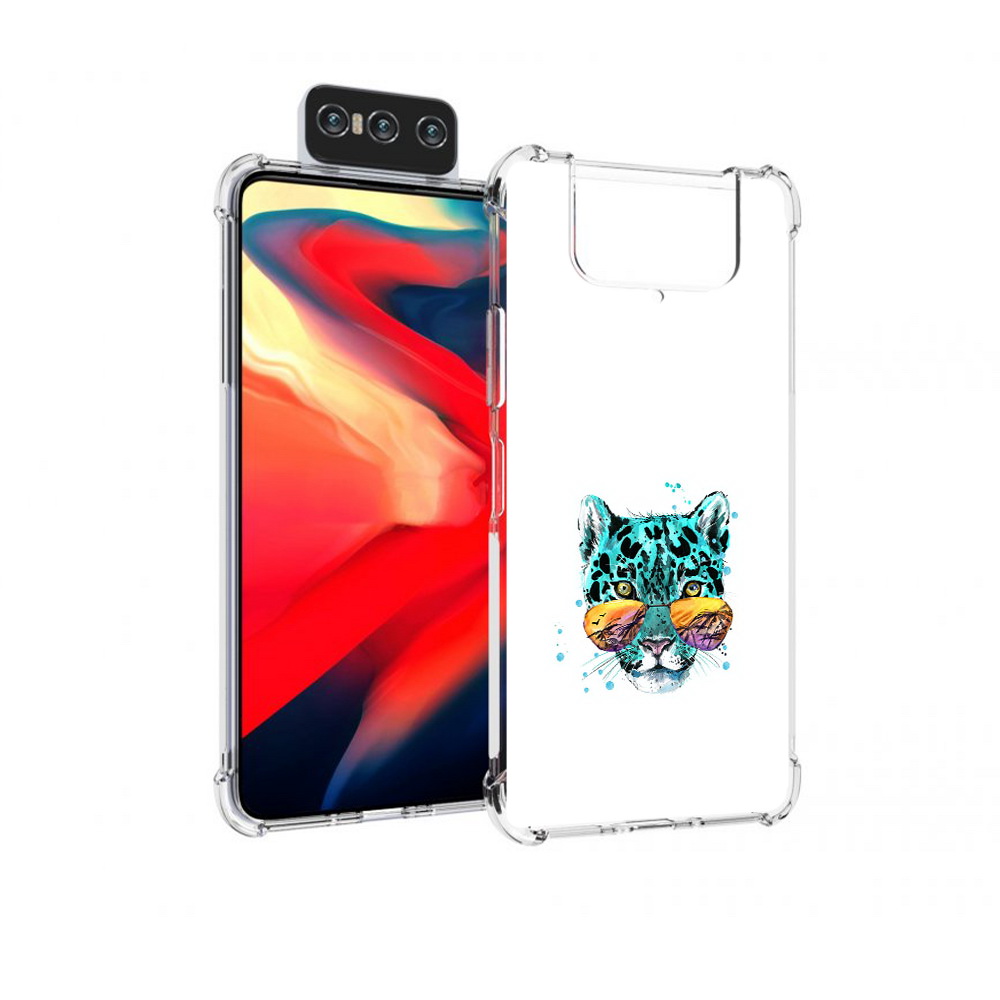 

Чехол MyPads Tocco для Asus Zenfone 8 Flip голубой лео, Прозрачный, Tocco