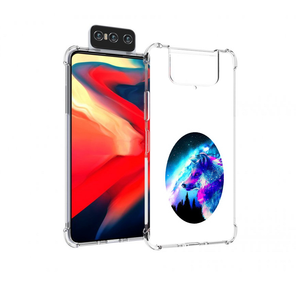 Чехол MyPads Tocco для Asus Zenfone 8 Flip голубой волк