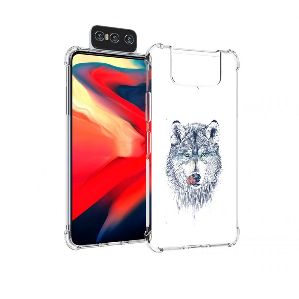 

Чехол MyPads Tocco для Asus Zenfone 8 Flip голодгый волк, Прозрачный, Tocco