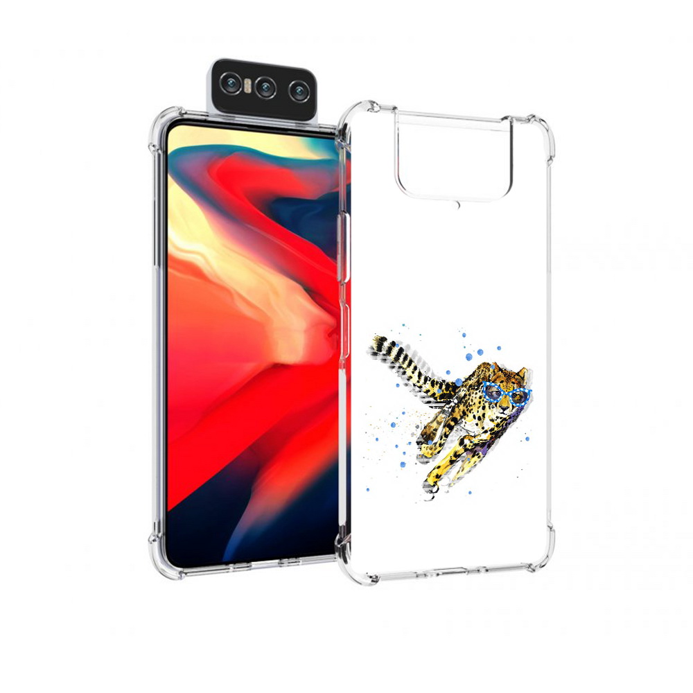 

Чехол MyPads Tocco для Asus Zenfone 8 Flip гепард в очках, Прозрачный, Tocco