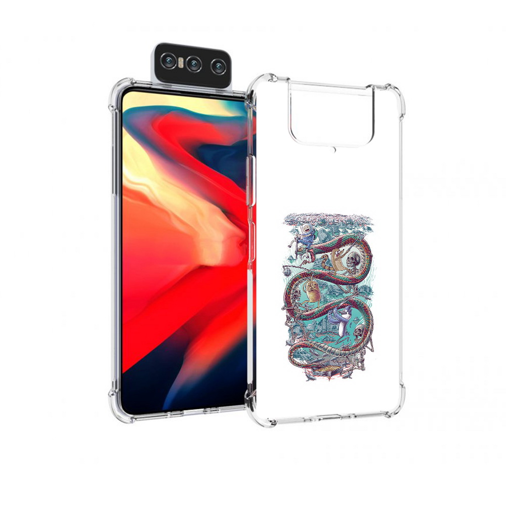 

Чехол MyPads Tocco для Asus Zenfone 8 Flip время приключений страшилка, Прозрачный, Tocco