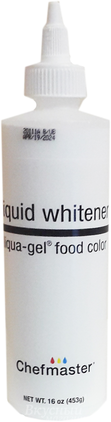 фото Краска белая гелевая liquid whitener liqua-gel chefmaster, 453 гр.