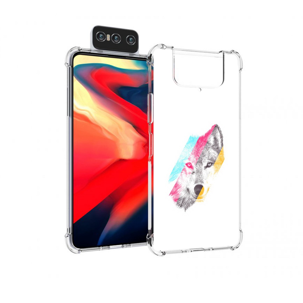 Чехол MyPads Tocco для Asus Zenfone 8 Flip волк градиент