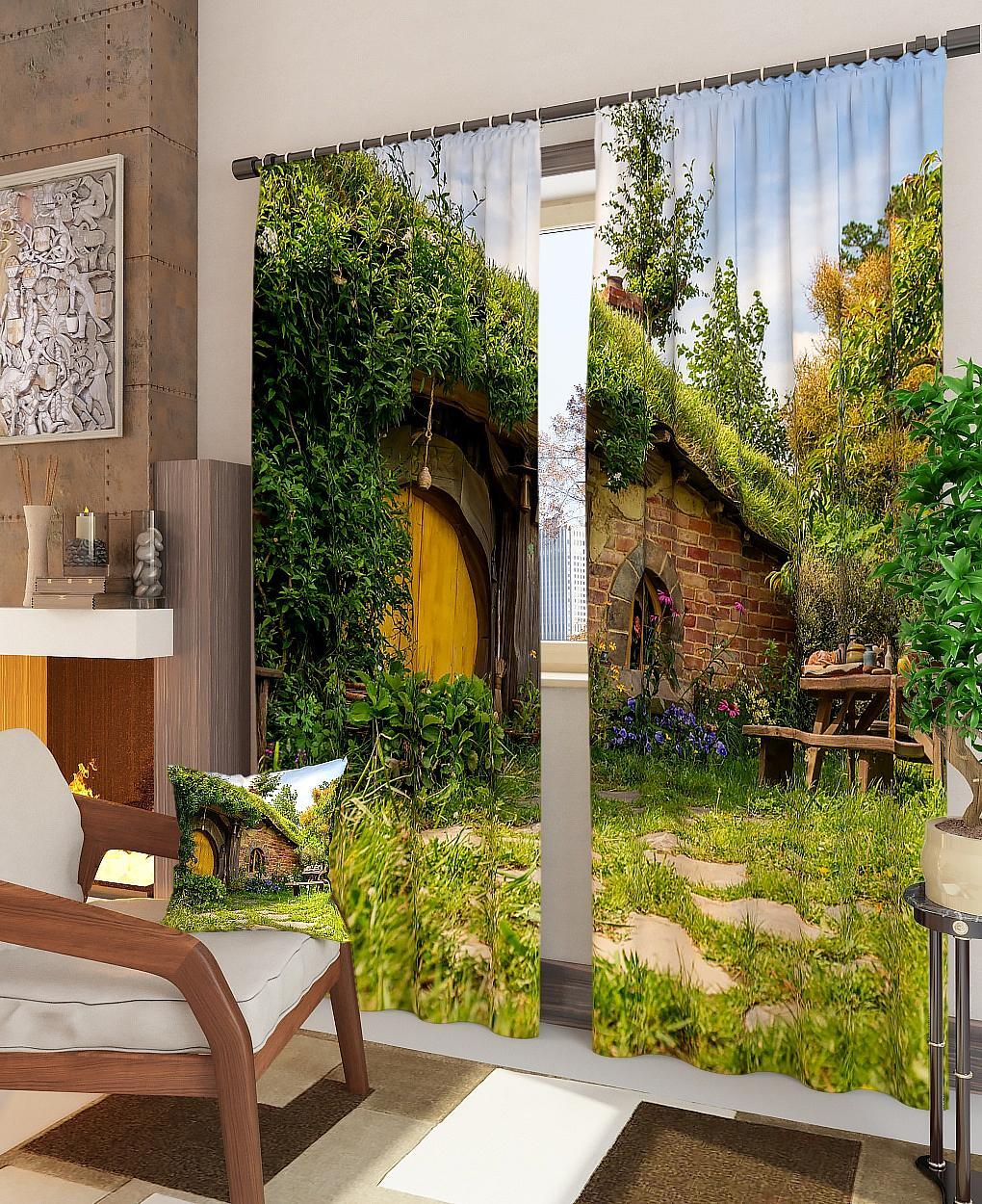 

Фотошторы AT HOME Хоббитания высота 260 см, ширина 150 см, крепление - шторная лента, 900223