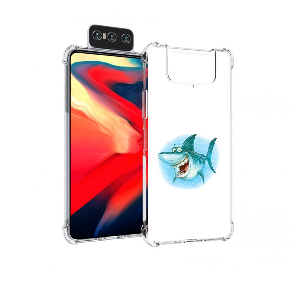 

Чехол MyPads Tocco для Asus Zenfone 8 Flip веселая акула, Прозрачный, Tocco