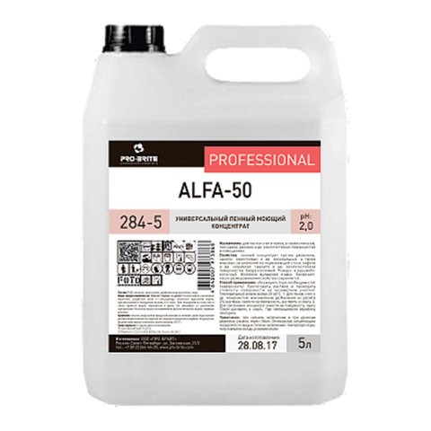 

Средство моющее универсальное 5 л, PRO-BRITE ALFA-50, кислотное, пенное, концентрат, 284-5