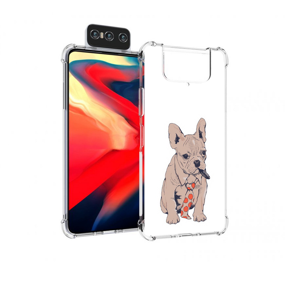

Чехол MyPads Tocco для Asus Zenfone 8 Flip бульдог с сигарой, Прозрачный, Tocco