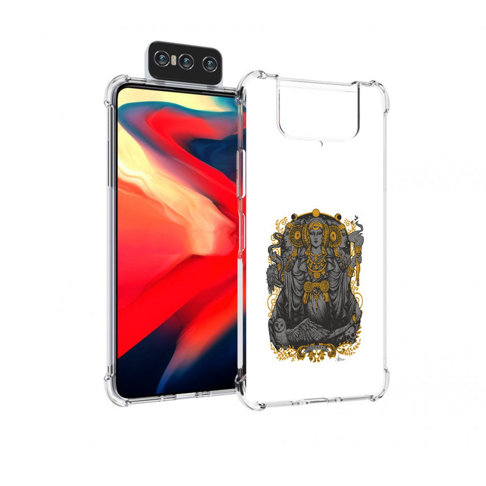 

Чехол MyPads Tocco для Asus Zenfone 8 Flip божество с золотыми элементами, Прозрачный, Tocco