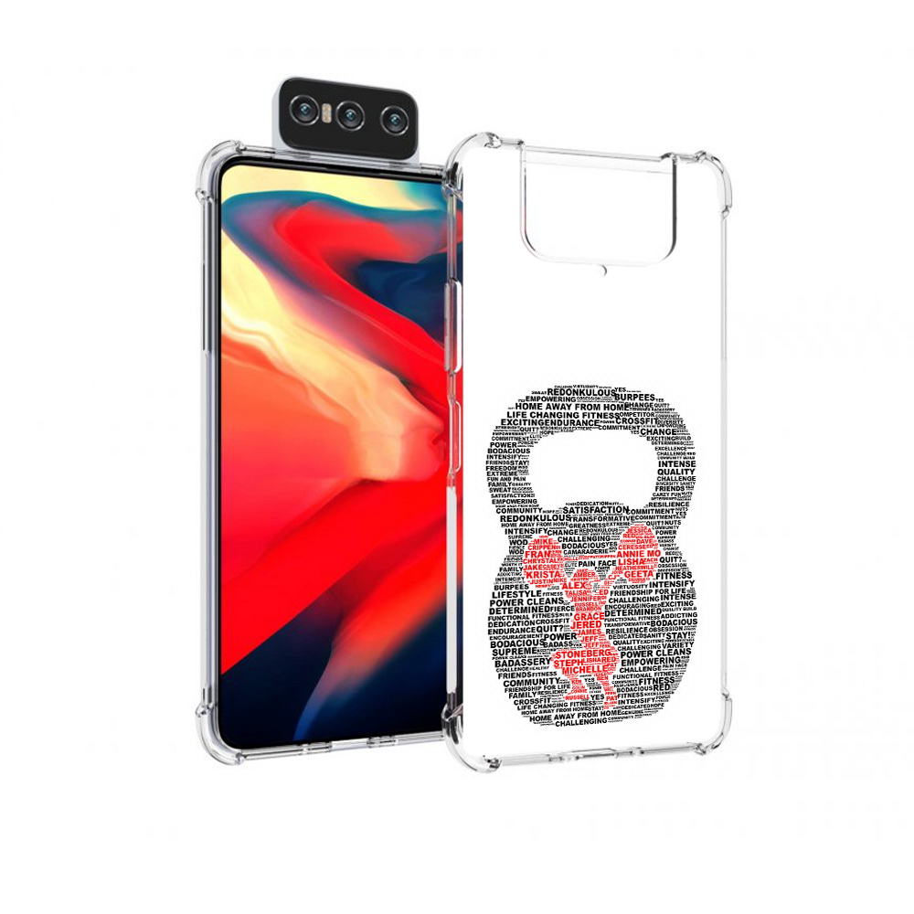 

Чехол MyPads Tocco для Asus Zenfone 8 Flip бодибилдинг гиря из слов, Прозрачный, Tocco