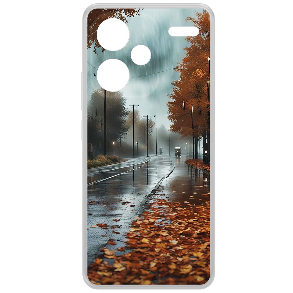 

Чехол-накладка Krutoff Clear Case Осенний дождь для Xiaomi Redmi Note 13 Pro+ 5G, Прозрачный