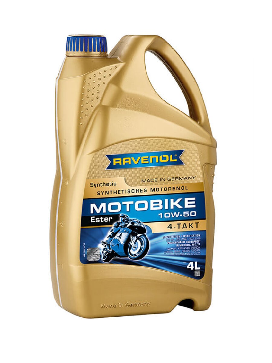 

Моторное масло Ravenol Motobike 4-T Ester SAE 10W50 4л