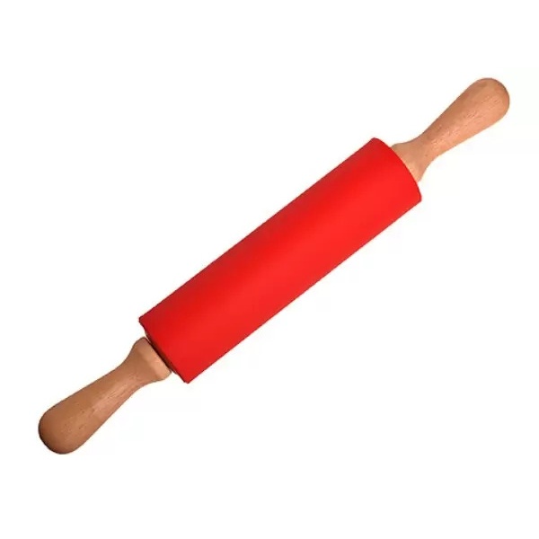 

Скалка с силиконовой накладкой, с деревянными ручками/ 39 х 5,3 см