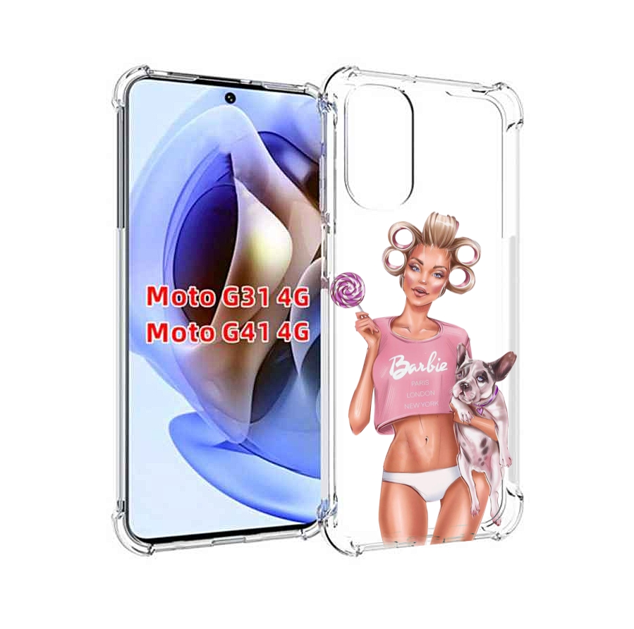 

Чехол MyPads Барби-с-собачкой женский для Motorola Moto G31 4G / G41 4G, Прозрачный, Tocco
