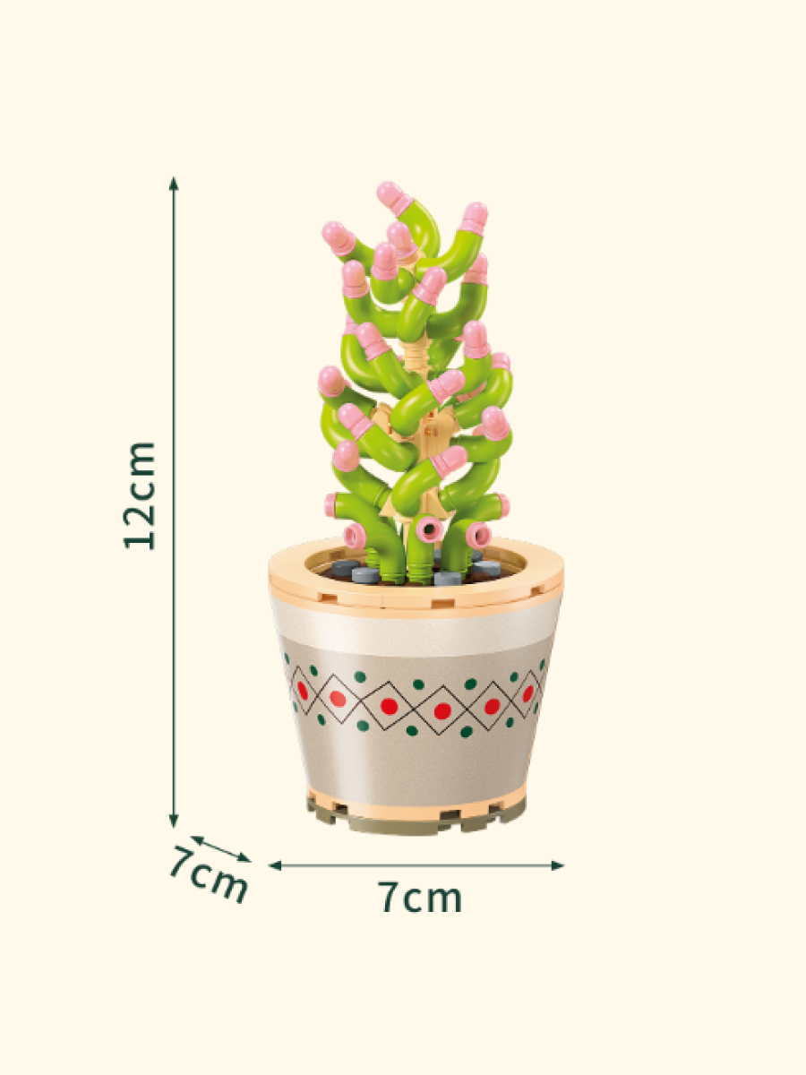 Конструктор WONDER MOON 804207, Зеленый кактус, серия Цветы в горшочках, 222 дет