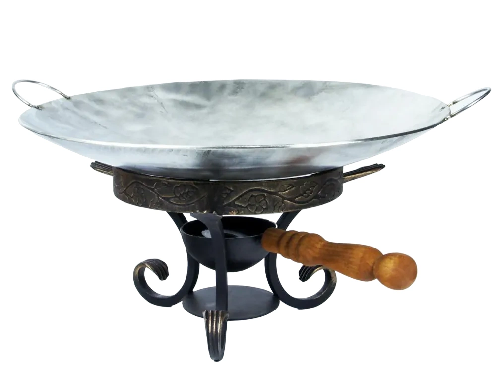 Сковорода Садж из нержавеющей стали 50 см на подставке с зольником