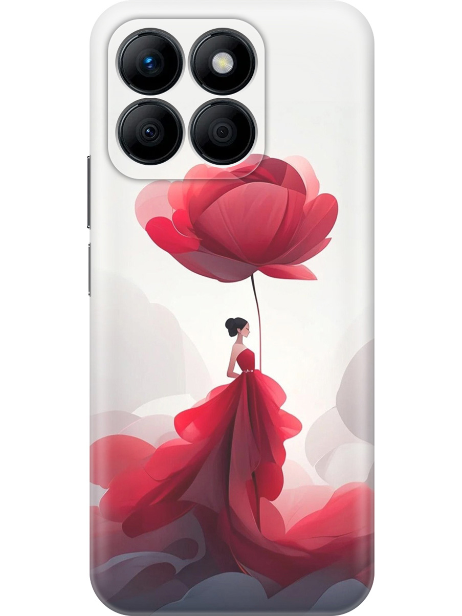 

Силиконовый чехол на Honor X8b с принтом "Цветочная девушка в красном", Прозрачный;белый;красный, 781973221
