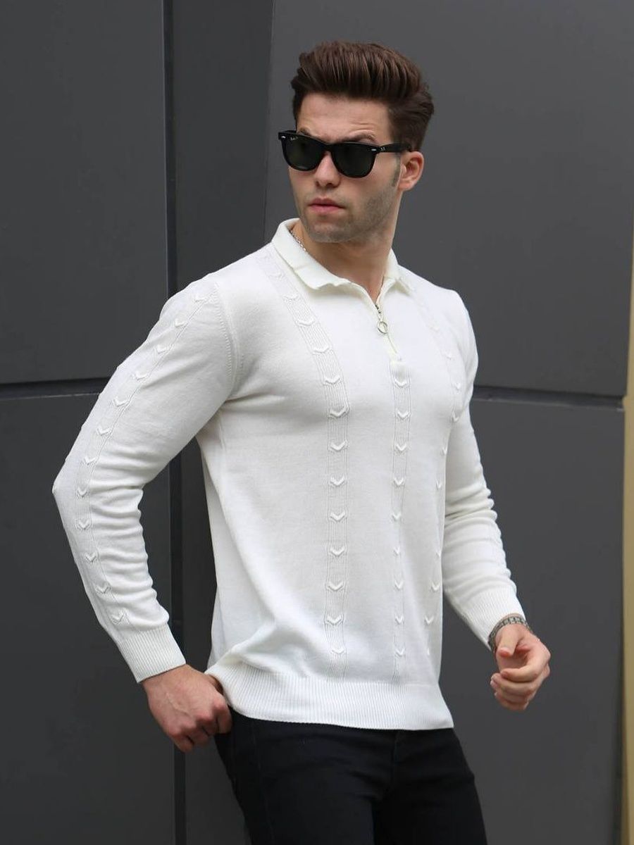 

Свитер мужской NoBrand Zipper белый XL, Zipper