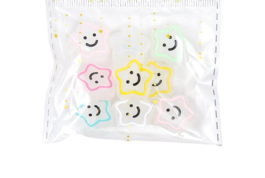 

Бусина пластик "Весёлая звёздочка с контуром" фосфорная МИКС 1,9х1,9х0,8 см, Разноцветный