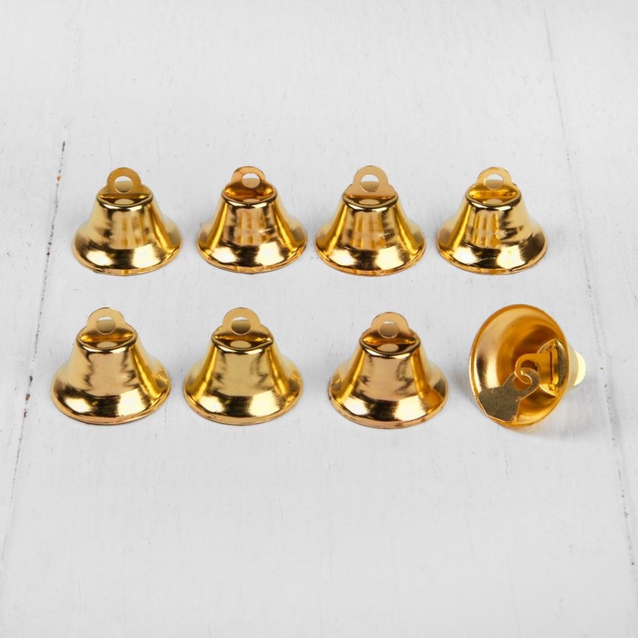 

Колокольчик, набор 8 шт., размер 1 шт. 2,1 см, цвет золотой, Серебристый