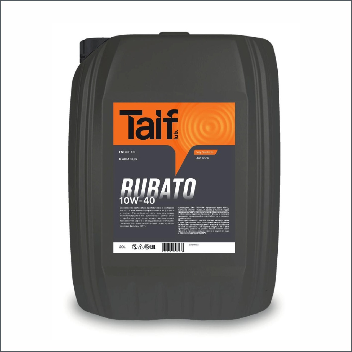 Моторное масло TAIF RUBATO 10W40 20л
