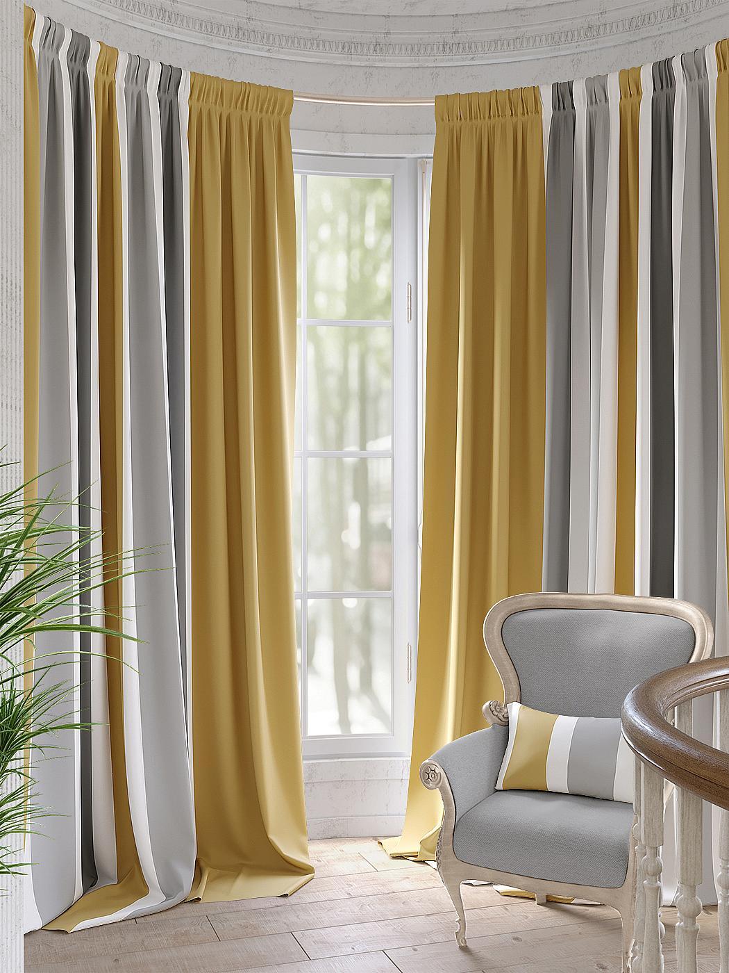 

Комплекты штор AT HOME Аделин (горчичный) высота 280 см, ширина 220 см, Серый/черный, 990105