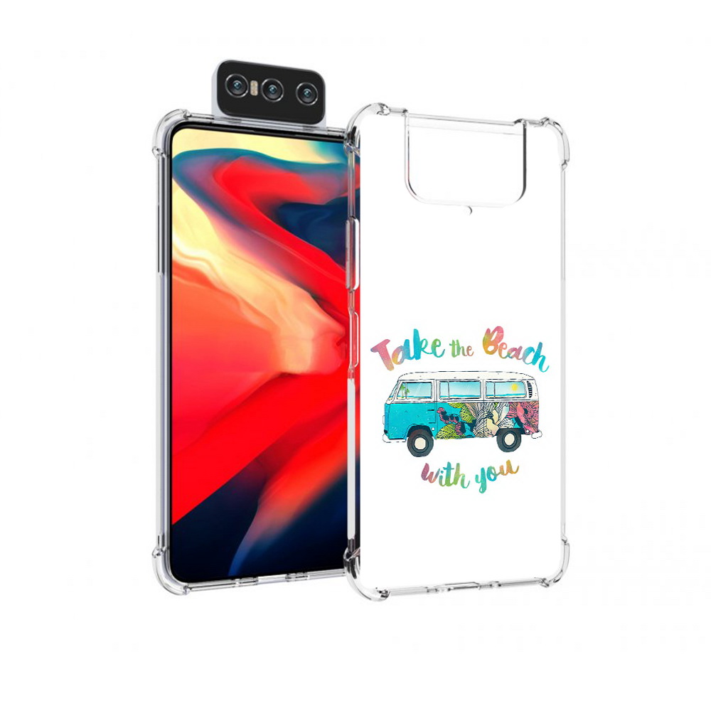 

Чехол MyPads Tocco для Asus Zenfone 8 Flip Хиппи автобус, Прозрачный, Tocco