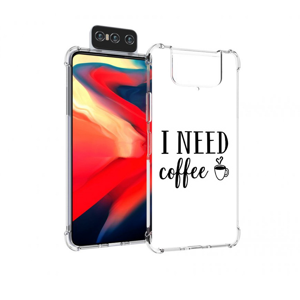 

Чехол MyPads Tocco для Asus Zenfone 8 Flip Мне нужен кофе, Прозрачный, Tocco