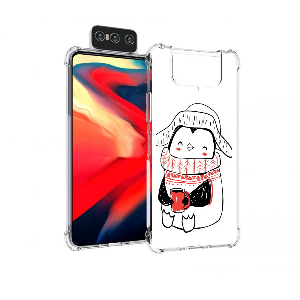 

Чехол MyPads Tocco для Asus Zenfone 8 Flip Милый пингвин, Прозрачный, Tocco
