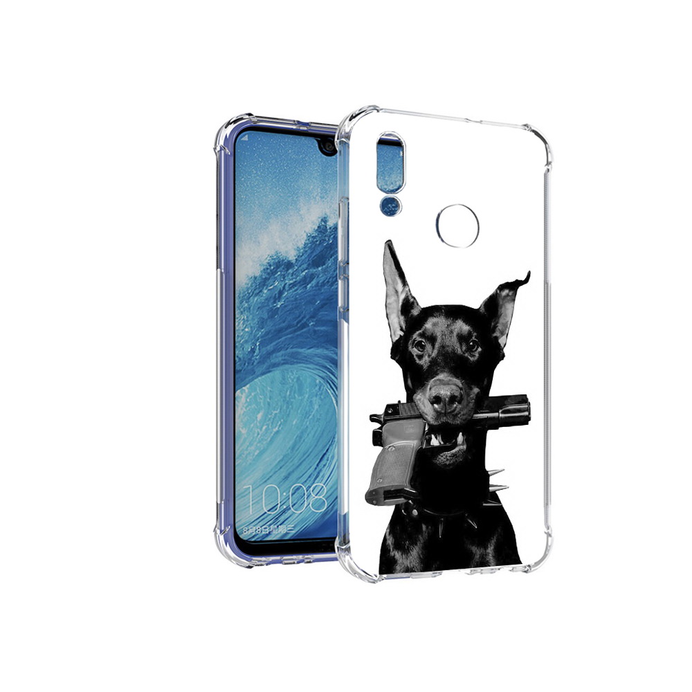 

Чехол MyPads Tocco для Huawei P Smart (2019) доберман с пистолетом, Прозрачный, Tocco