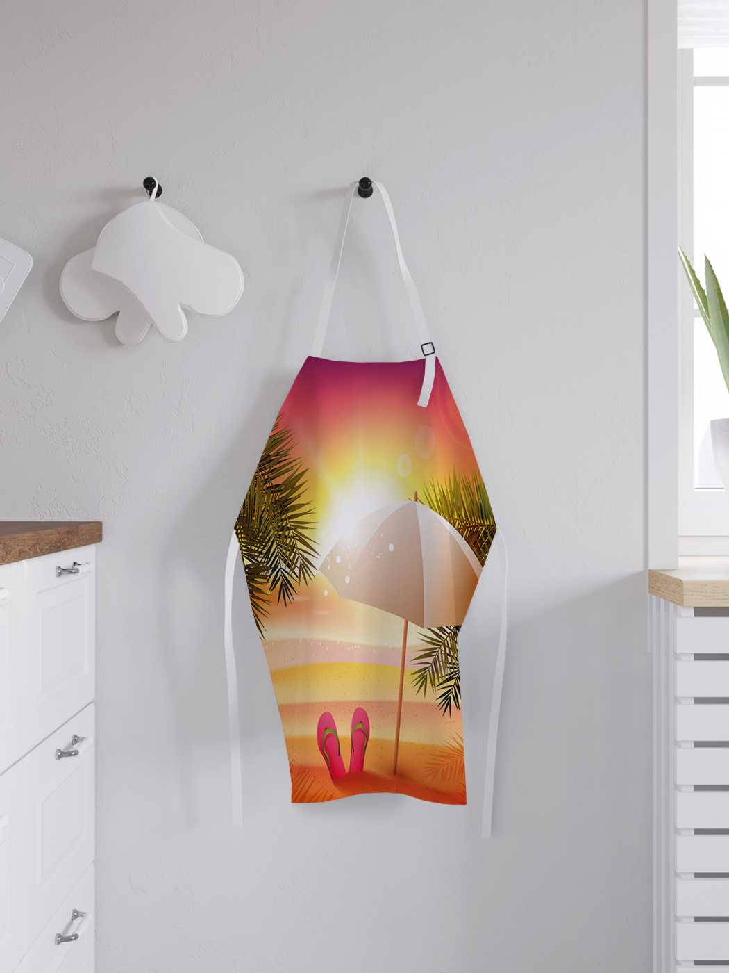 

Фартук женский для готовки JoyArty "Цветистый закат", универсальный размер, Красный