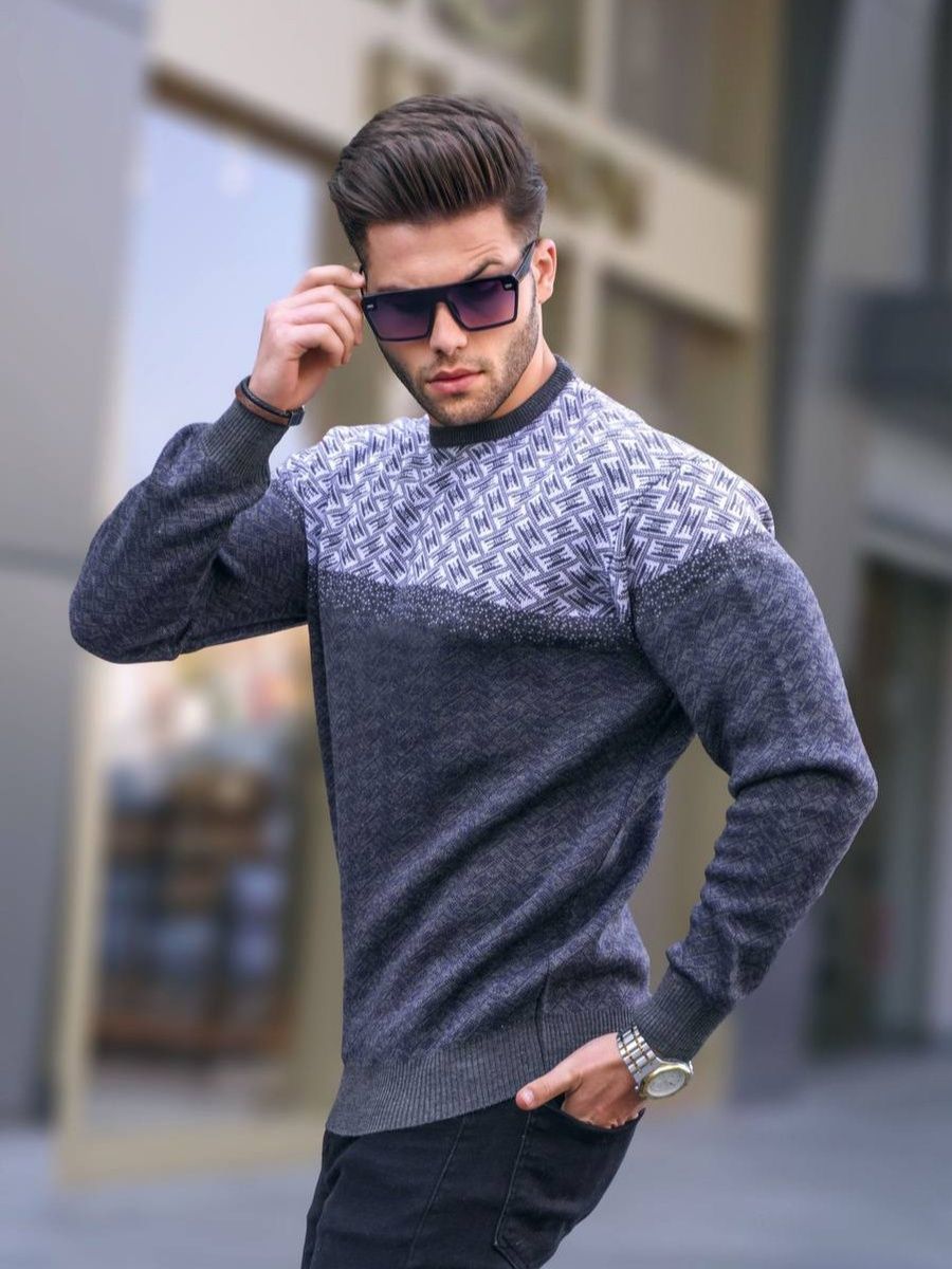 

Свитер мужской NoBrand Patterns серый L, Patterns