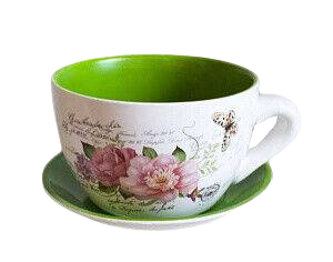 фото Горшок цветочный "чашка с блюдцем", 12 см (зеленый) flatel