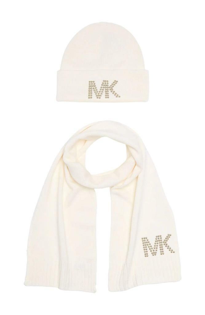 Комплект (шапка бини + шарф) женский Michael Kors 539219C светло-бежевый, One Size