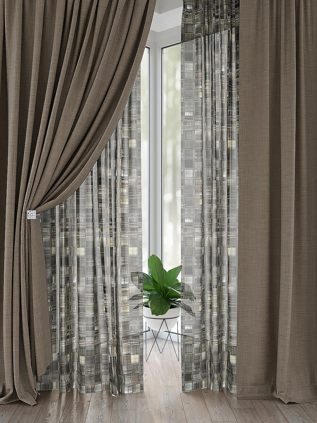 

Комплекты штор AT HOME Белисси (коричневый) высота 260 см, ширина 150 см, Коричневый, 526048