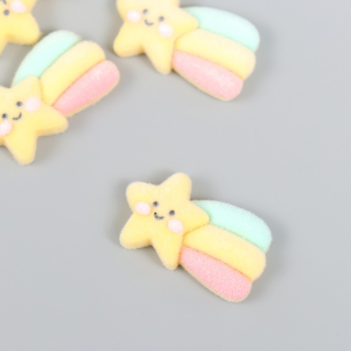 

Декор для творчества бархатное напыление "Звезда-смайл с радугой" 0,6х1,8х2,5 см, Разноцветный