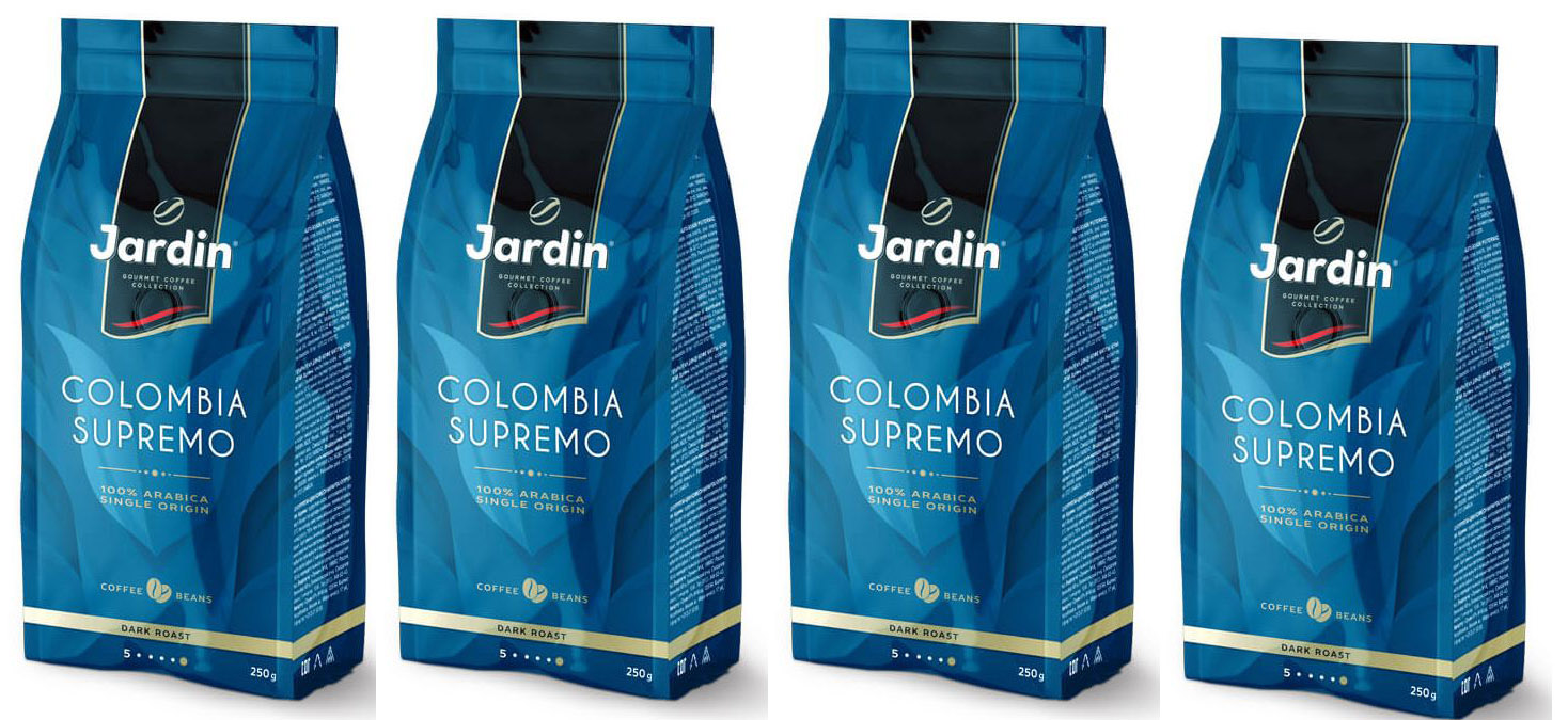 Кофе в зернах Jardin Columbia Supremo 100% арабика, 250 г х 4 шт